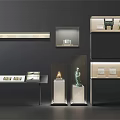 Modern Display Cabinets With Glass Doors And Metal Frames For Decorative Items
