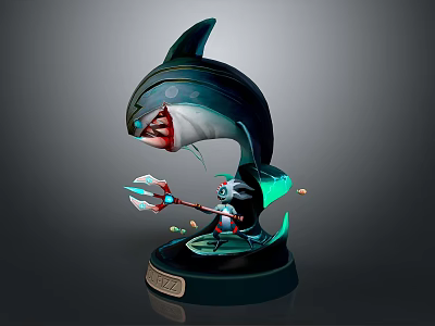 Modern Cartoon Character Cartoon Shark Cartoon Warrior Cartoon Monster 3d model