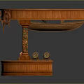 Wooden Curved Bar Counter With Steering Wheel Decorations Pillars Wine Barrels And Wine Bottles