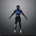 YAMAHA Racing Suit Figure in Blue Black with Protective Gear and White Shoes