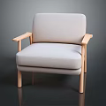 Modern Single Sofa With Light Gray Fabric Upholstery And Wooden Arms Legs