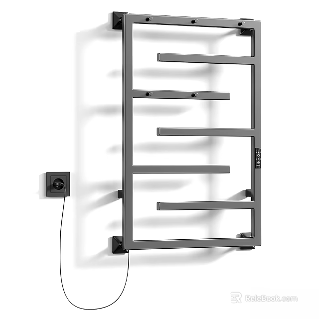 Bathroom Accessory Modern Wall Mounted Gray Metal Heated Towel Rail with Sleek Design and Home Use 3d model 