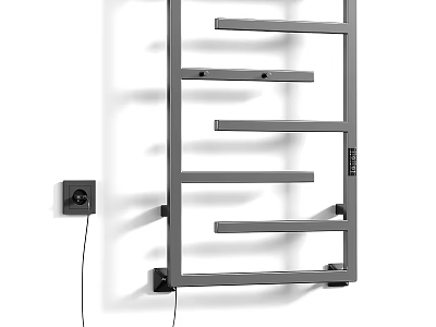 Bathroom Accessory Modern Wall Mounted Gray Metal Heated Towel Rail with Sleek Design and Home Use 3d model