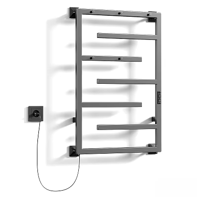 Bathroom Accessory Modern Wall Mounted Gray Metal Heated Towel Rail with Sleek Design and Home Use 3d model
