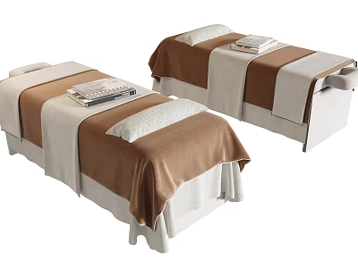 Professional Spa Massage Bed With Comfortable Linen Blanket And Pillow Design 3d model