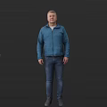 The Man Standing Full Length In Dark Background Wearing Blue Hoodie And Blue Jeans