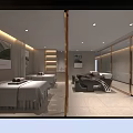 Elegant Modern Bathroom Interior With Double Sinks Mirrors Lighting And Cabinets 3d model
