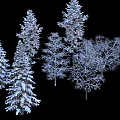Snow Covered Arbor Trees In Winter Natural Landscape With Various Types 3d model