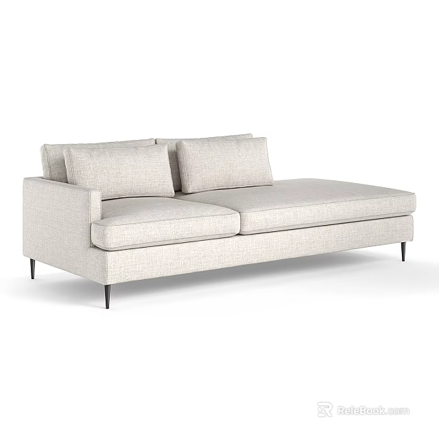 Light Colored Modern Two Seater Sofa With Two Cushions And Black Thin Legs 3d model