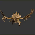 Detailed Golden Mythical Humanoid Sculpture With Outstretched Wings And Claws