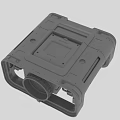3D Model of Square Mechanical Housing With Central Groove And Circular Component