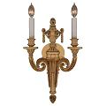 Elegant Golden Wall Sconce with Classical Carved Design Double Arm and Decorative Top