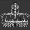 Elegant Crystal Chandelier With Intricate Beaded Structure And Sparkling Hanging Pendants