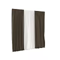 Brown Light Blocking Curtains With White Sheer Panel For Window Decoration 3d model