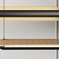 Modern Long Rectangular Pendant Lights With Black Metal Frame And Woven Shade Design 3d model