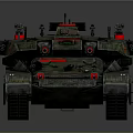 Military Tank With Camouflage Paint Top Weapons Equipment And Red Markers