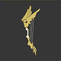 3D Rendered Bow Weapon With Gold Turquoise Sleek Design And Ornamental Glowing Accents