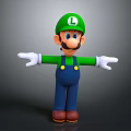 3D Character Design With Green Hat Blue Overalls White Gloves And Outstretched Arms