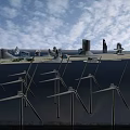 Large Modern Industrial Architectural Components With Wind Turbines And Factory Structures 3d model