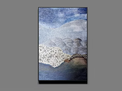 Abstract Blue Oil Painting With White Wave Patterns Blue Sky And Dark Background 3d model