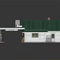 Gas Station Model With Green Roof White Building And Colorful Gas Pumps