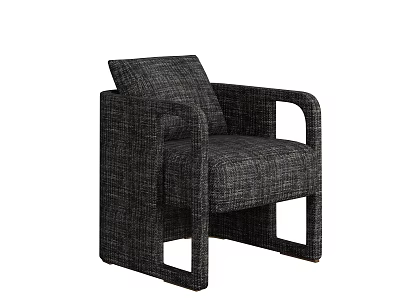 Gray Upholstered Single Sofa Featuring Modern Square Armrest And Clean Lines 3d model
