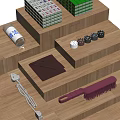 Traditional Mahjong Entertainment Setup With Colored Chips On Wooden Platform