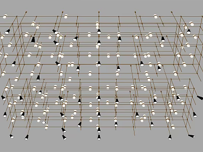 Artistic Modern Pendant Lights in Grid Arrangement with Gold Frame White and Black 3d model