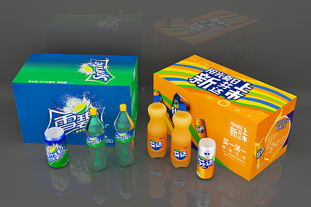 Modern Beverage Sprite Fanta Beverage Bottle Can Beverage Case 3d model