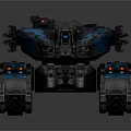 Futuristic Military Vehicle with Armored Design Multiple Wheels and Weapon System
