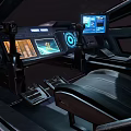 Futuristic Car Cockpit Interior With Digital Screens And Modern Seats