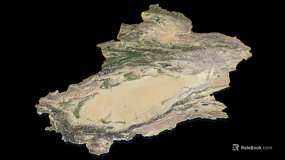 Detailed Afghanistan Satellite Map With Topographic Terrain And Geographic Features 3d model 