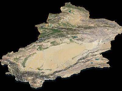 Satellite map Xinjiang terrain Xinjiang block Xinjiang Uygur autonomous terrain Xinjiang 3D model 3d model