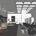 Modern Hair Beauty Salon Interior With Marble Counter Mirrors And Black Chairs