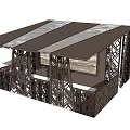 Modern Industrial Metal Frame Pavilion With Sloped Roof Transparent Covering And Supporting Pillars