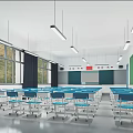 Modern Classroom School Classroom Desks and Chairs Desk Training Classroom Multimedia Classroom Training Tables and Chairs 3d model