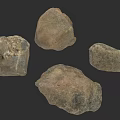 Natural Raw Stone Pieces With Various Shapes And Textures On Dark Background 3d model