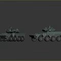 Two Teal Military Armored Wheeled Vehicles With Antennas And Tactical Equipment