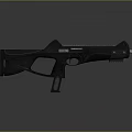 Black Modern Tactical Weapon With Streamlined Design Rail System And Grip 3d model