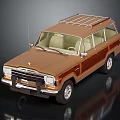 Classic Brown Vintage SUV With Wooden Side Trim And Roof Rack Retro Design