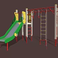 Outdoor Playground Equipment With Green Slide Climbing Frame Ladder And Rings