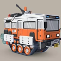 Cartoon Tank Orange And White With Tracks And Cannon Stylish Design And Fun Details