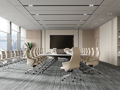 Modern Meeting Room Conference Table and Chair Office Chair Conference Long Table 3d model