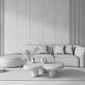 Modern Sofa Coffee Table Combination Log Sofa Wall 3d model