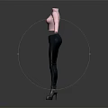 Pink Turtleneck Top With Gray Skinny Pants And Silver Boots Outfit