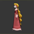 Animated Princess Character In Pink Gown With Long Blonde Hair And Green Accessories