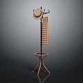 Vintage Wooden Coat Rack With Stylish Hat And Plaid Scarf