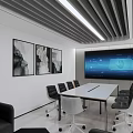 Modern Office Interior Design With Open Layout Desks Computers Plants And Wall Art 3d model
