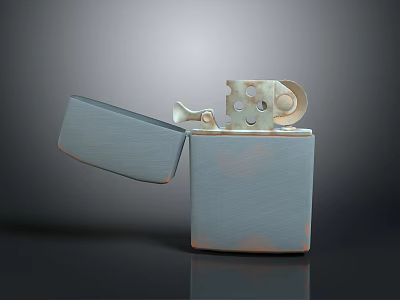 Portable Metallic Lighter With Open Lid Design And Decorative Wheel For Daily Use 3d model