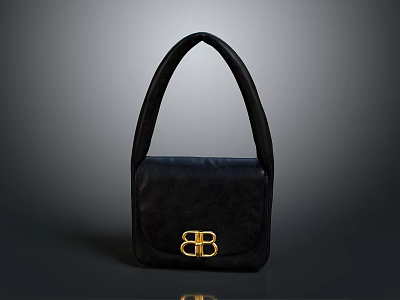 Black Handbag With Golden BB Logo And Elegant Design For Daily Use 3d model